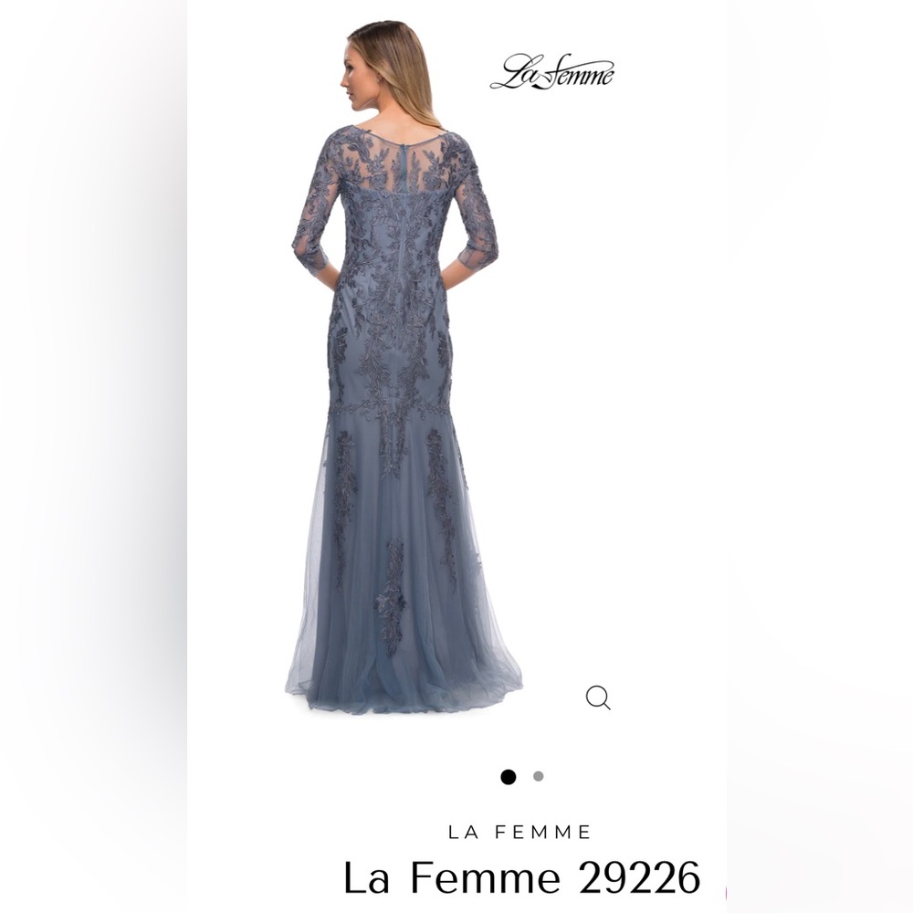 NWT LA FEMME Embroidered Tulle Sheath Gown Sz 6